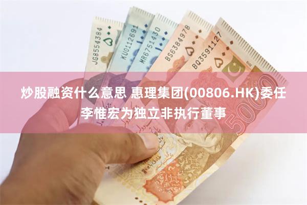 炒股融资什么意思 惠理集团(00806.HK)委任李惟宏为独立非执行董事