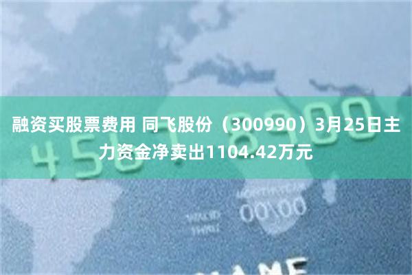 融资买股票费用 同飞股份（300990）3月25日主力资金净卖出1104.42万元