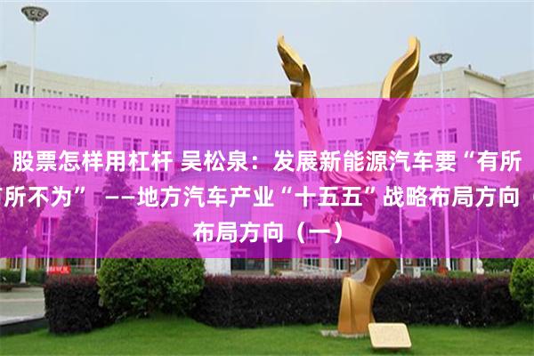 股票怎样用杠杆 吴松泉：发展新能源汽车要“有所为有所不为”  ——地方汽车产业“十五五”战略布局方向（一）