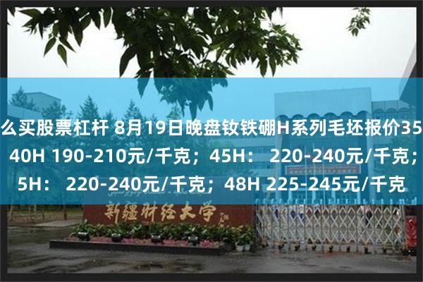 怎么买股票杠杆 8月19日晚盘钕铁硼H系列毛坯报价35H 175-195元/千克；40H 190-210元/千克；45H： 220-240元/千克；48H 225-245元/千克